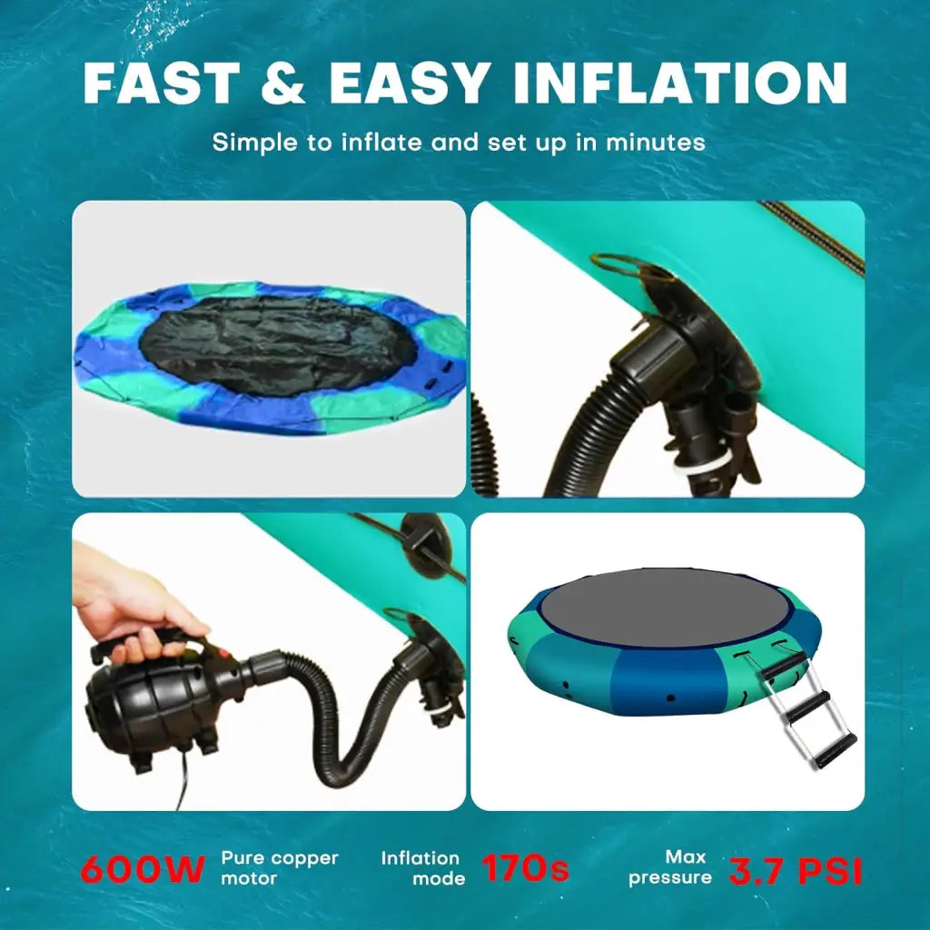 10FT Inflatable Water Trampoline with Electric Pump for Quick Setup - Elevate Your Summer Fun