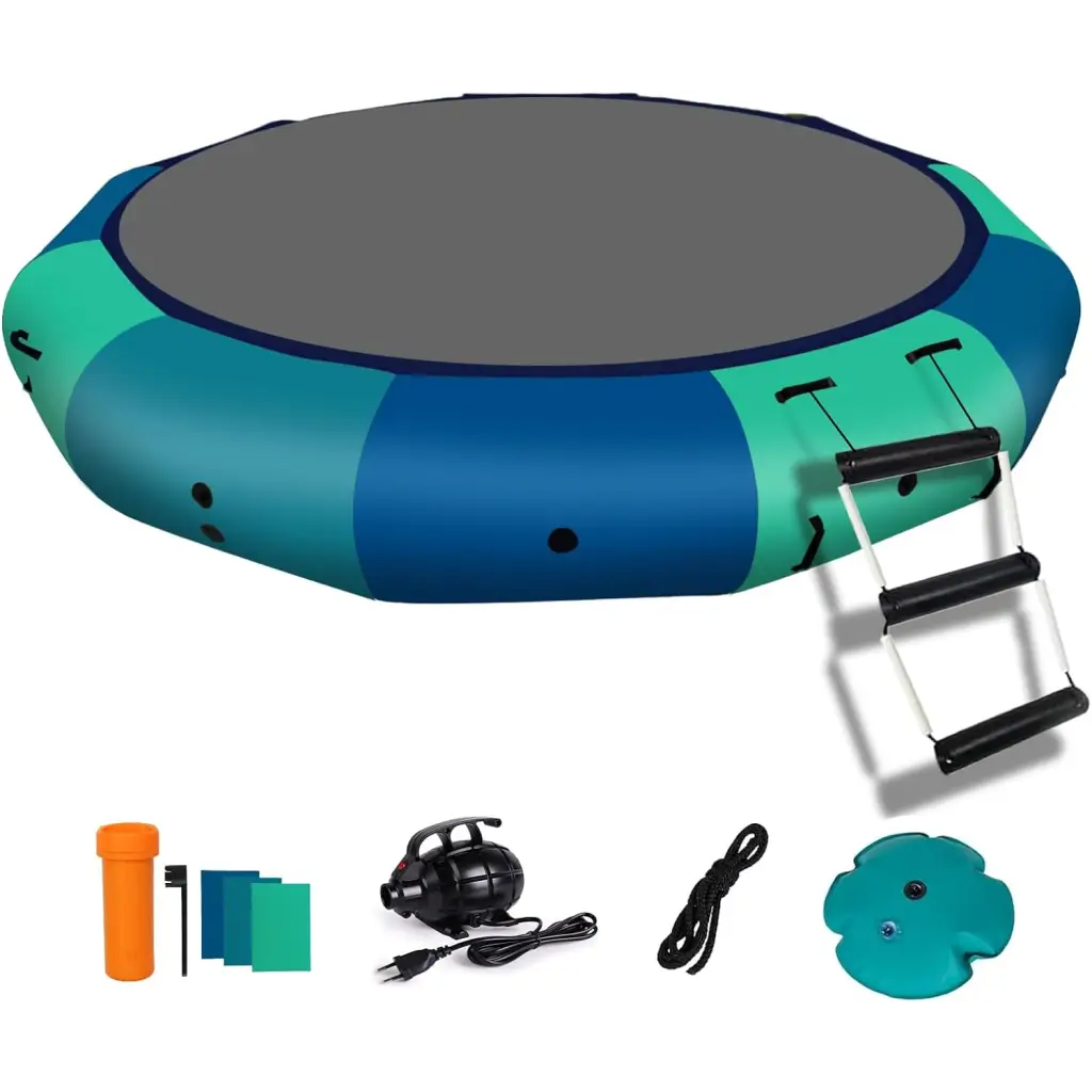 10FT Inflatable Water Trampoline with Ladder and Accessories for Ultimate Summer Fun