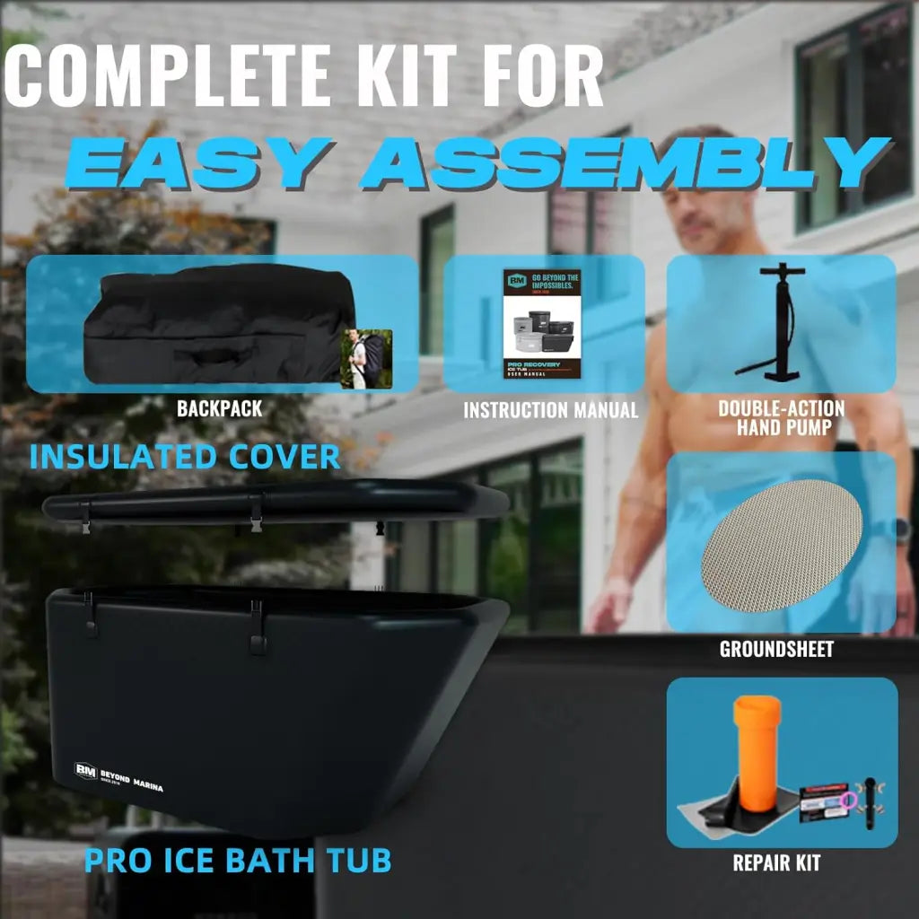 Pro Ice Bath Tub kit featuring ArcticEdge Inflatable Ice Tub made with drop stitch material