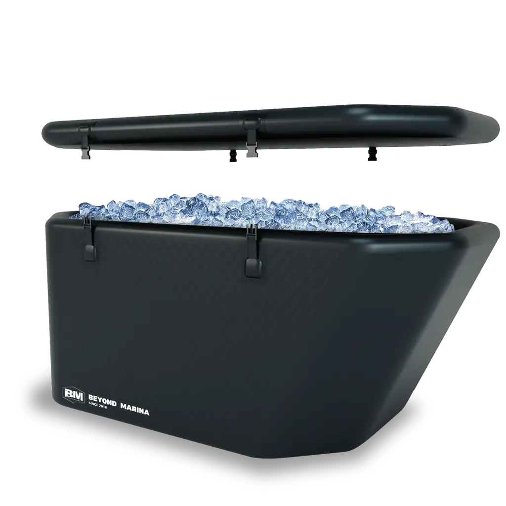 Black ice-filled cooler with lid for ArcticEdge Pro Inflatable Ice Bath Tub