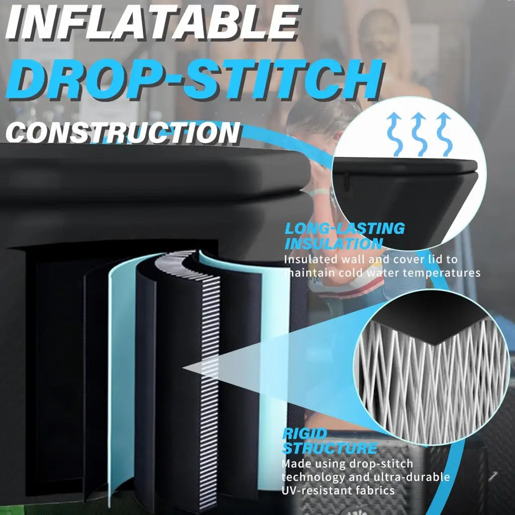 Inflatable Ice Bath Tub featuring drop stitch material for superior insulation and structure