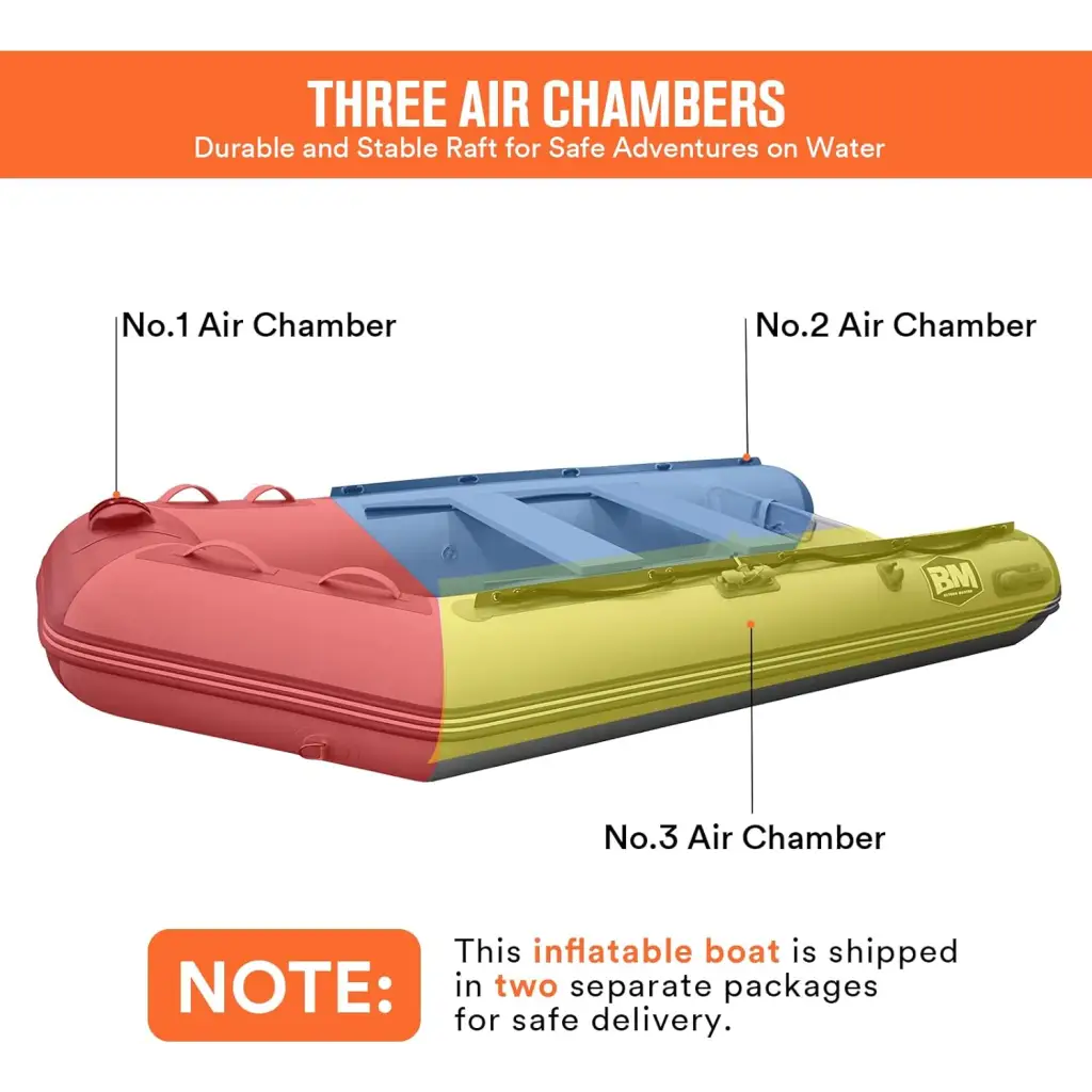 Inflatable Dinghy Boat with Three Air Chambers for Fishing and Relaxation