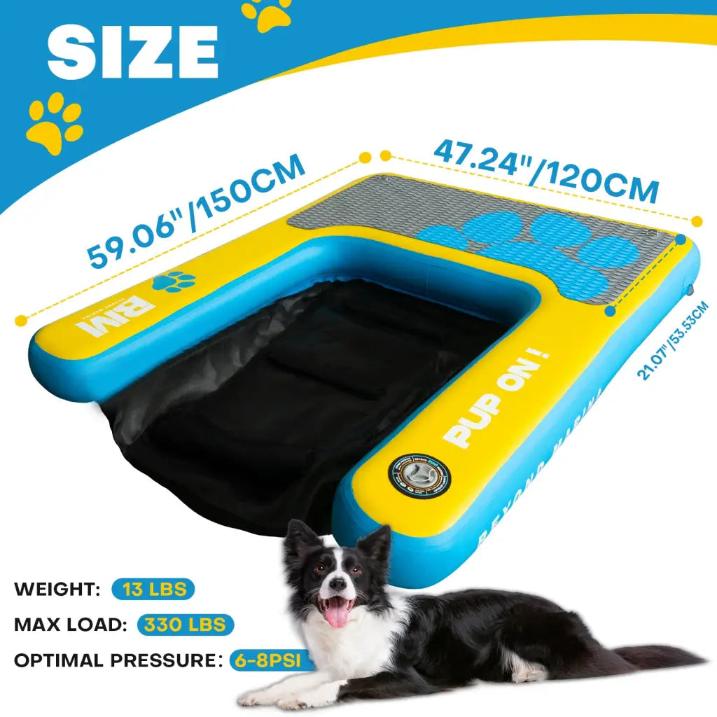 Beyond Marina Inflatable Dog Pool Ramp with dimensions for safe water adventures