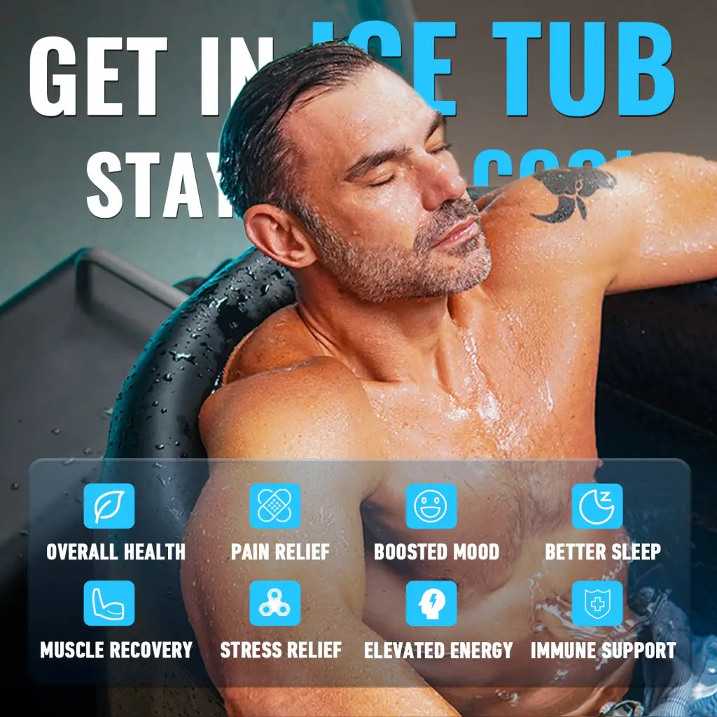 Man in Elite PRO cold plunge ice bath tub made of durable drop stitch material