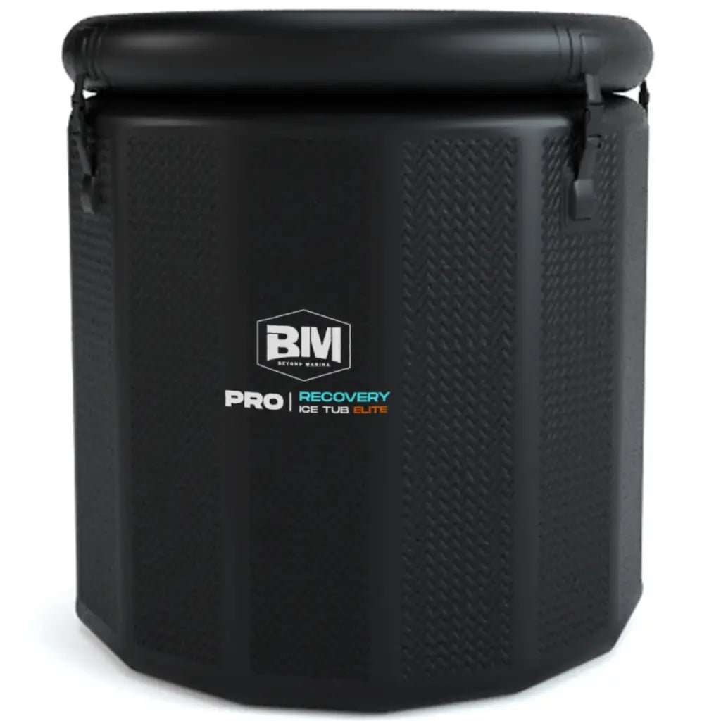 Black ice bath tub from Elite PRO made with durable drop stitch material for cold plunges