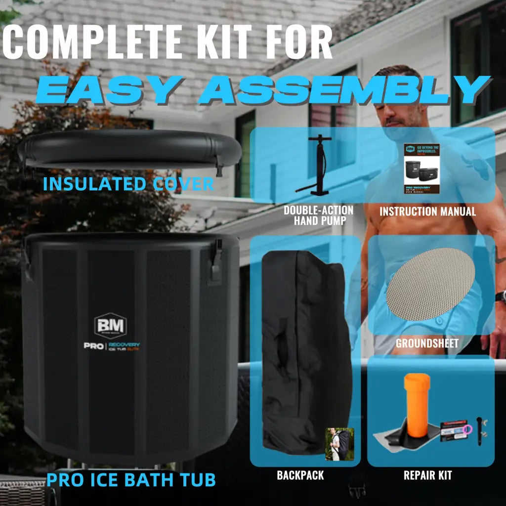 Elite PRO Cold Plunge Ice Bath Tub complete kit in durable drop stitch material