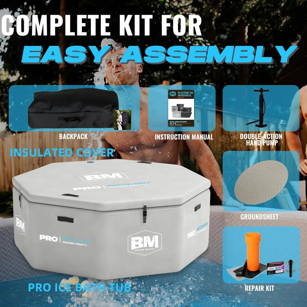 Portable HyperChill OctaPlunge Inflatable Ice Bath Tub for athletes made with drop stitch material