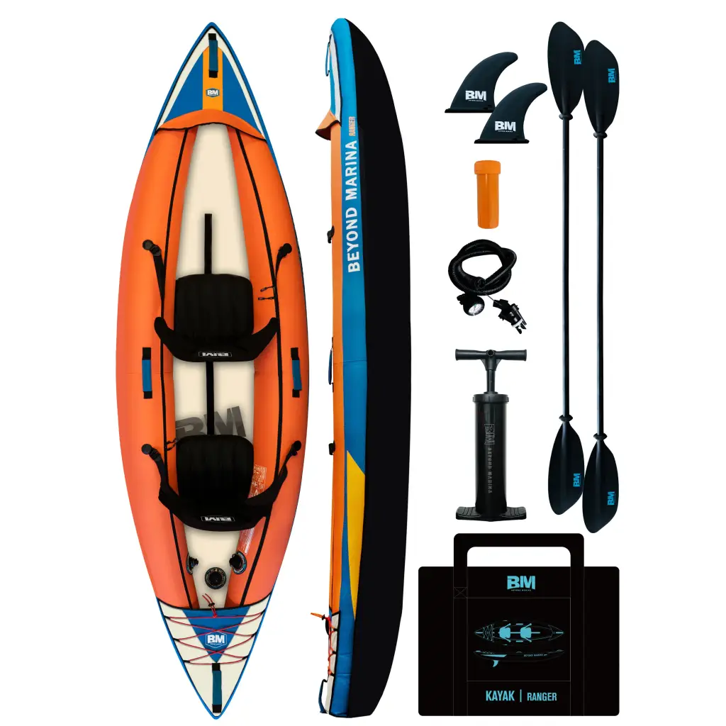 Inflatable Tandem Kayak Ranger 11.15 FT with accessories for fun water adventures